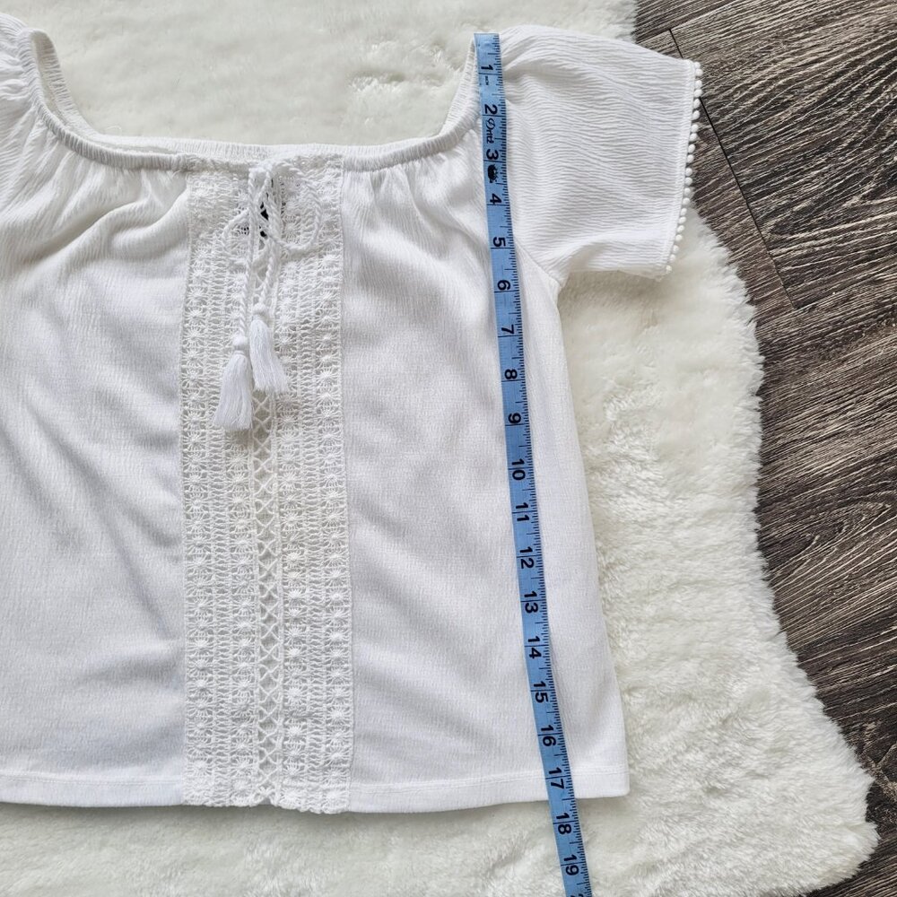 H&M Divided Off The Shoulder Crochet Detail Front Blouse in White Size XS - Picture 10 of 11